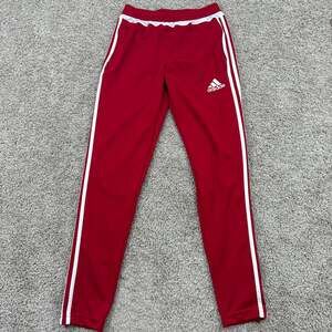 Adidas Climacool Track Pants Red White Stripe Tapered Mens Small Zip Ankle EUC